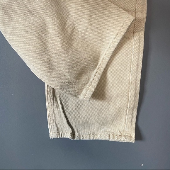 90s Inspired Beige Denim Gold SK Pants Relaxed Fit Straight Leg Minimalist - Picture 4 of 13
